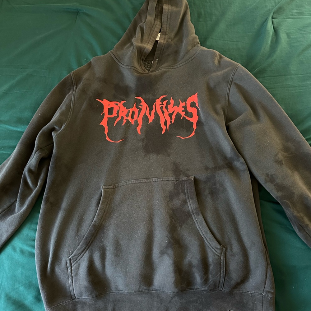Broken Promises Black & Grey Hoodie with Red ‘Promises’ Logo
